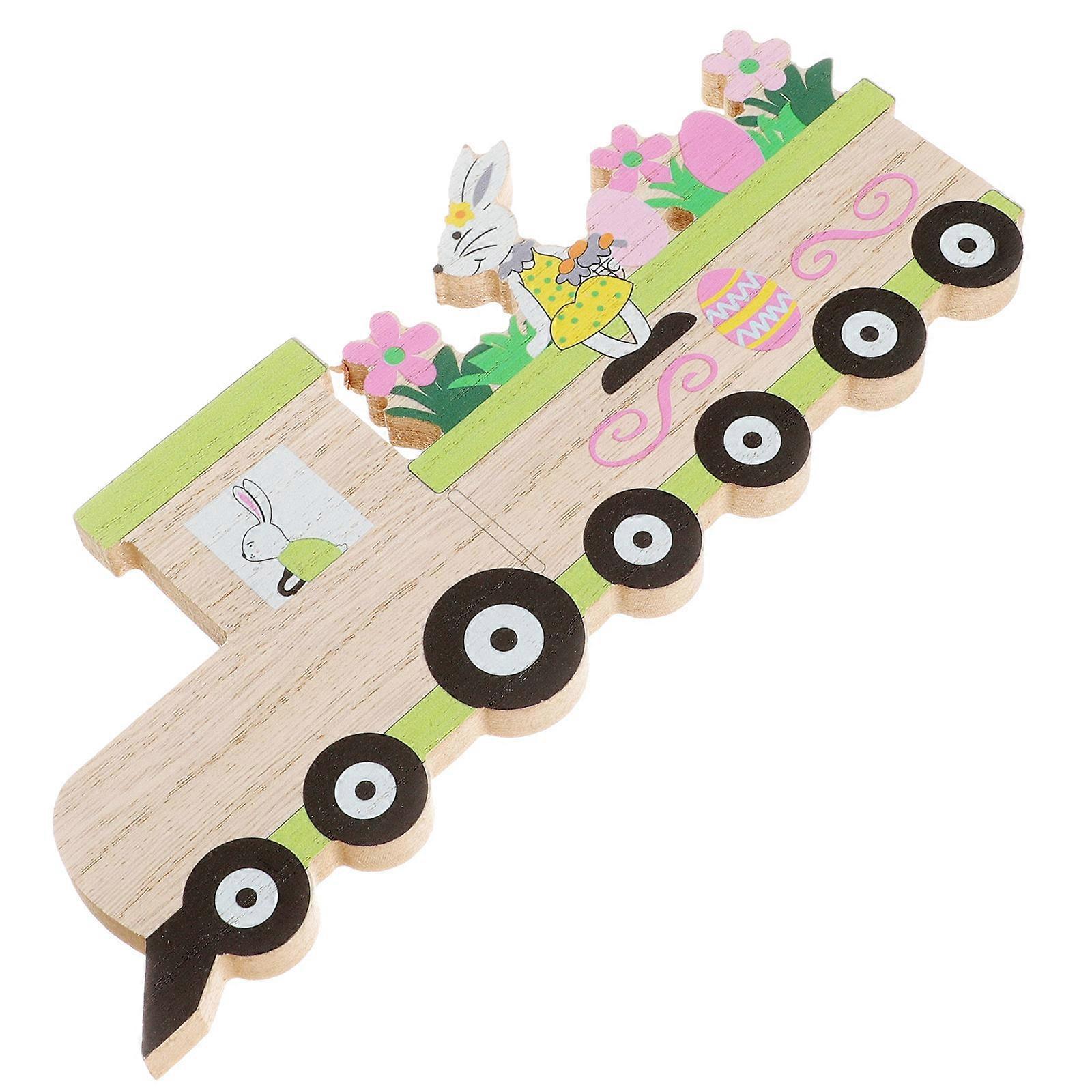 Easter Wooden Sign for Decoration Multi Color Tabletop Centerpiece Crafted from Synthetic Material 14.5x7.5 Inches
