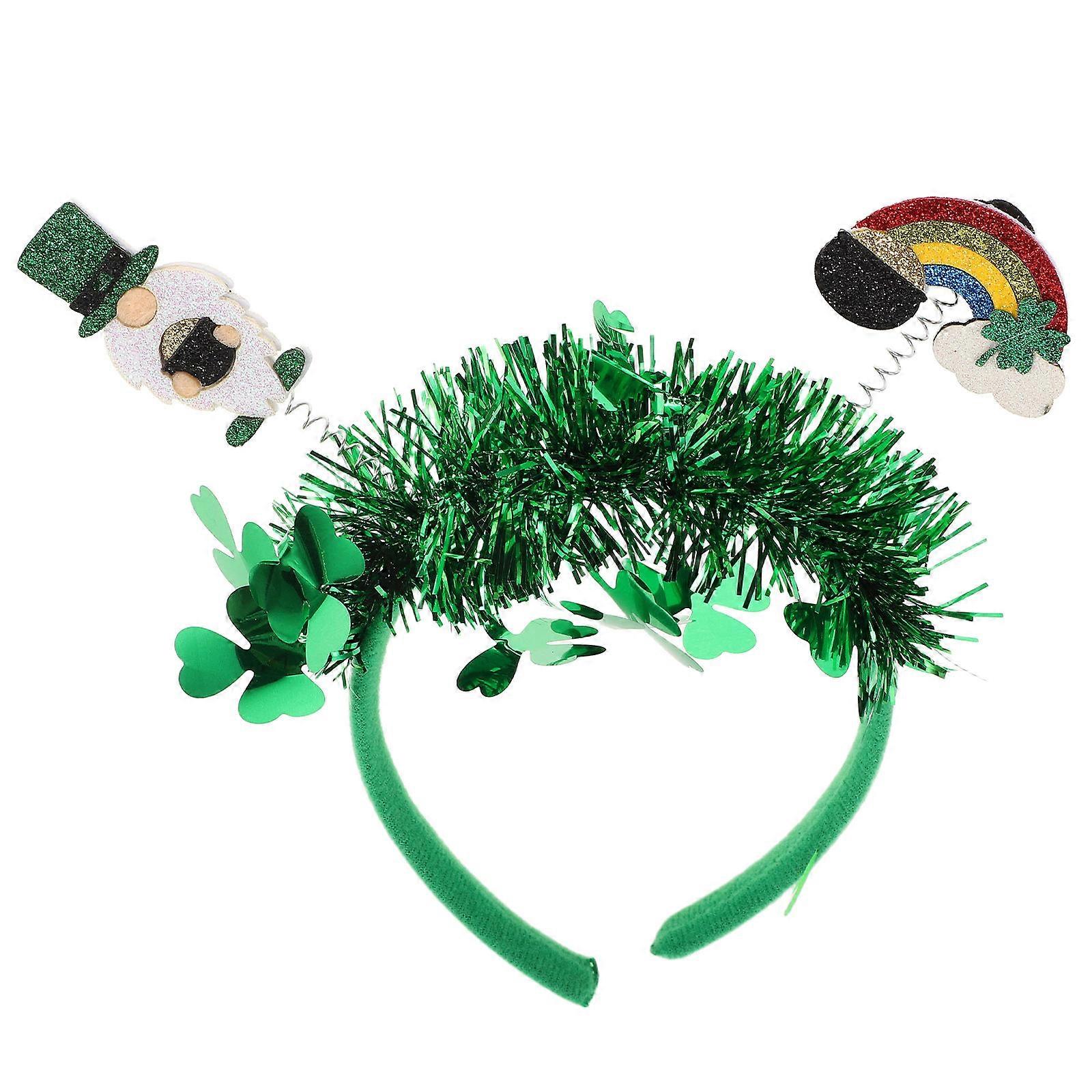 Green Shamrock Headband for St Patricks Day Party Made of Felt Cloth and Glitter Comfortable and Festive 6 Inches