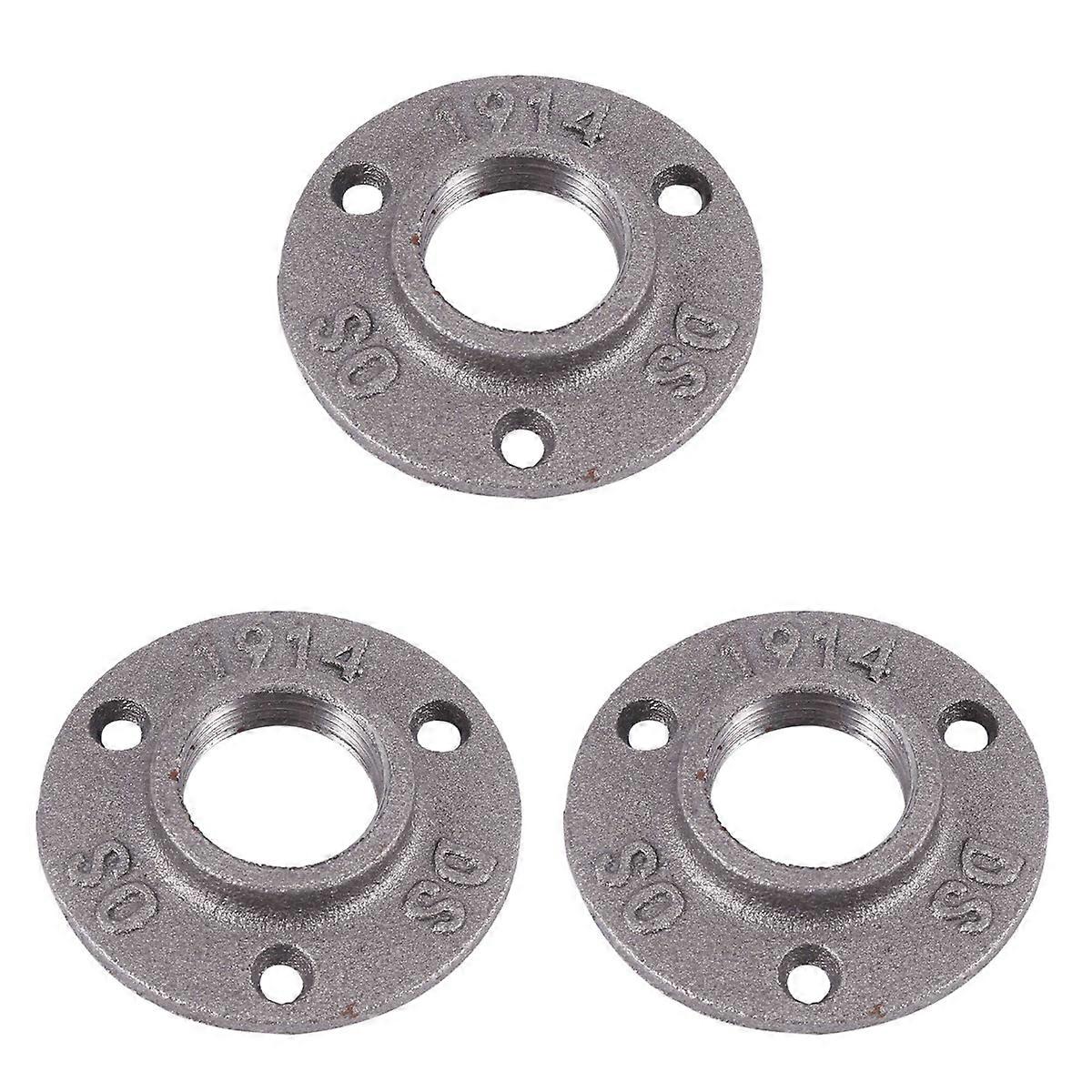 3X 1 Inches Malleable Cast Iron Pipe Flange, Industrial Pipe Flanges for Threaded Black Pipes and Fi