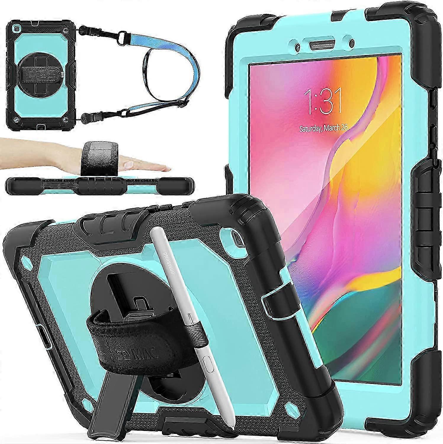 A Drop-Proof Case in SkyBlue/Black for the Samsung Galaxy Tab A 8.0' 2019 (SM-T290/T295/T297) with Screen Protector