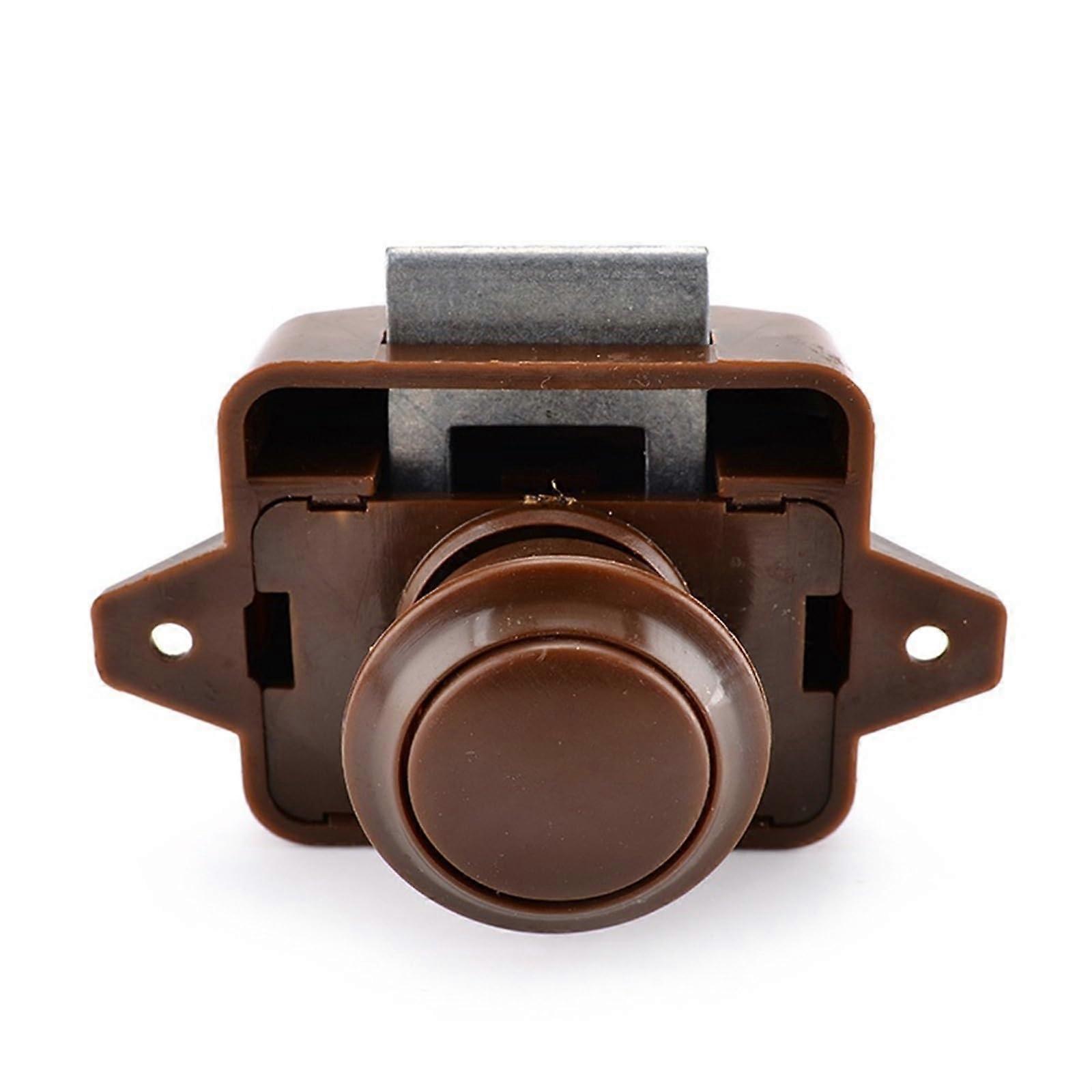 Camper Auto Push Lock Diameter 26mm Caravan Boot Home Cabinet Drawer Latch Button Locks 1Pcs (Brown)