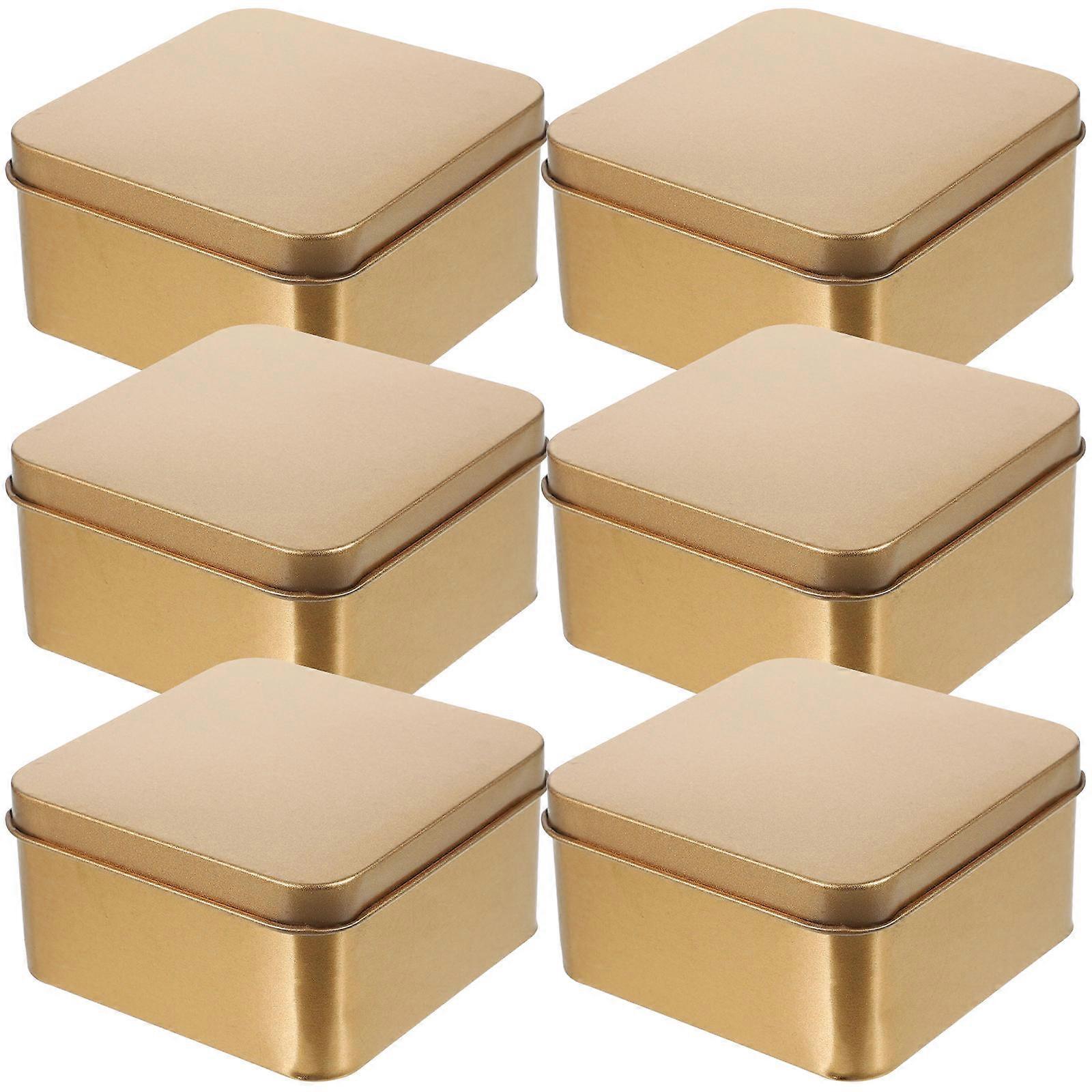 Golden Tinplate Storage Box with Lid for Organizing Tea Snacks and More 10 Pcs Square Containers