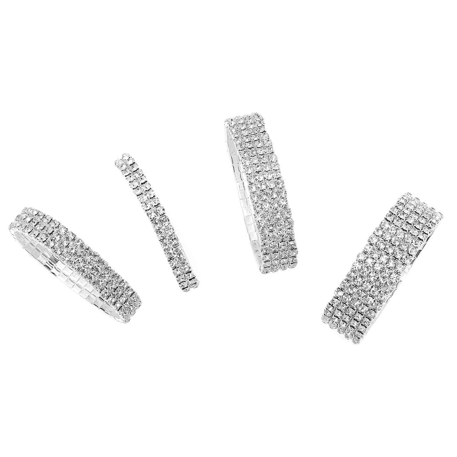 Rhinestones Bracelet with Elastic Stretch, Minimalist Style for