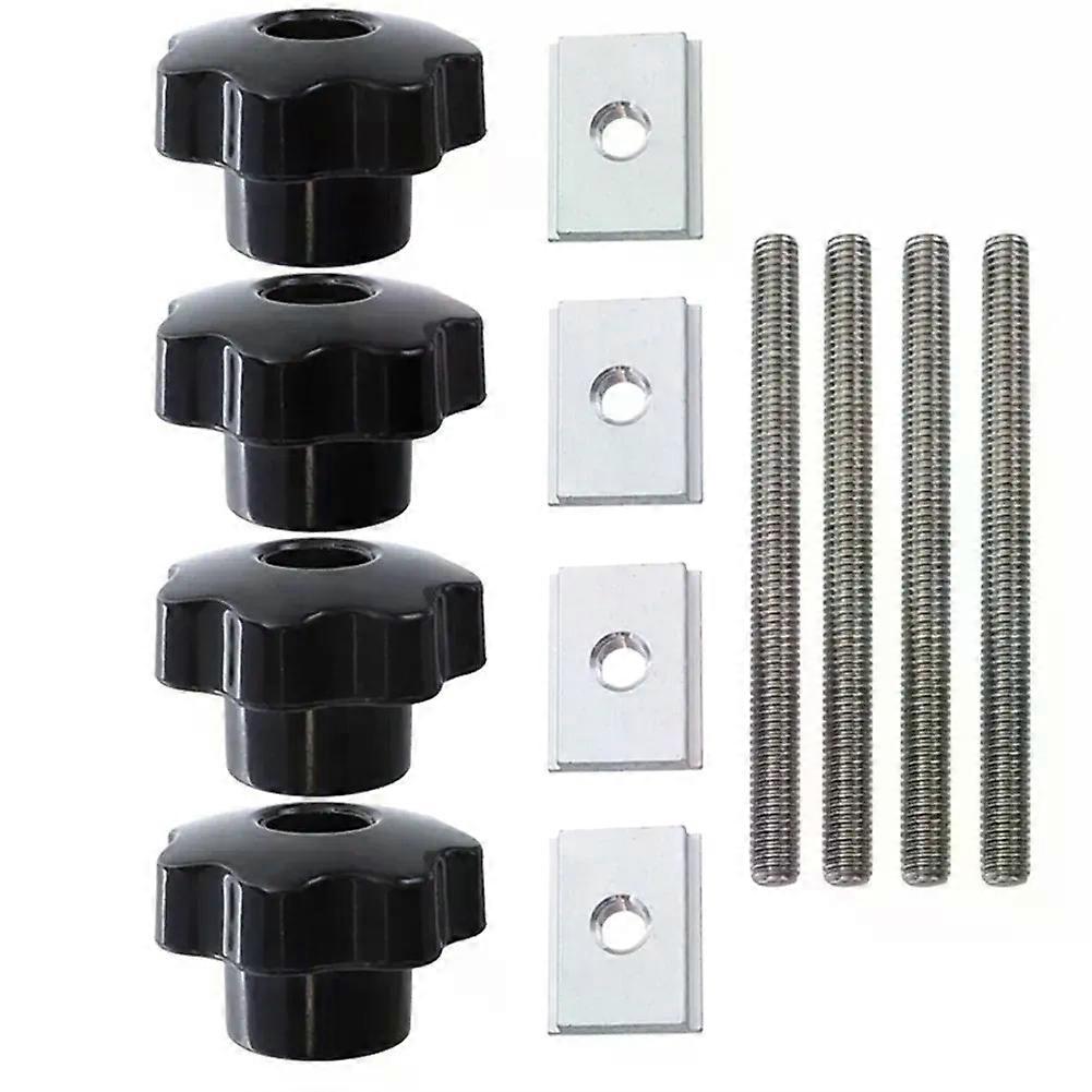 12Pcs T Groove Sliding T-Track Sliding M8 Screw Plastic Knob Nut 100mm Suitable for Router Table Woodworking Tool Part