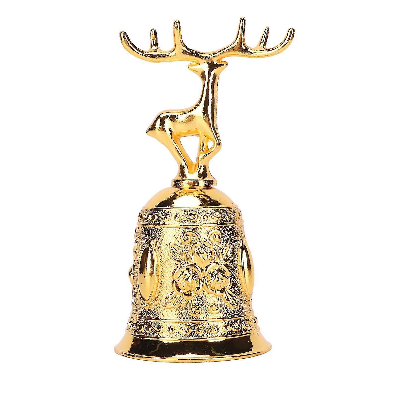 Vintage Gold Deer Hand Bell Rustproof Polished Metal Table Bell