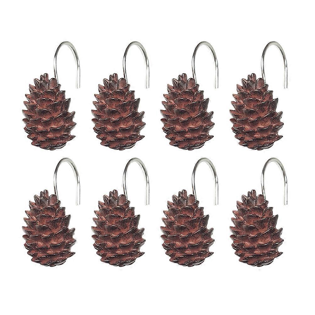 Resin Pine Cone Shaped Hooks for Shower Curtain and Home Decoration Light Brown 24 Pieces