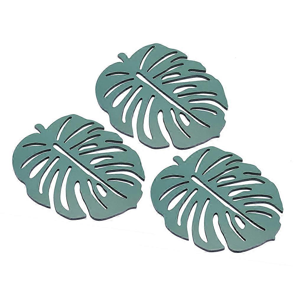 Nordic Style 3 Pcs Waterproof Hollow Turtle Leaf Table Mat Ideal For Family Gatherings And Home Parties In Green Color