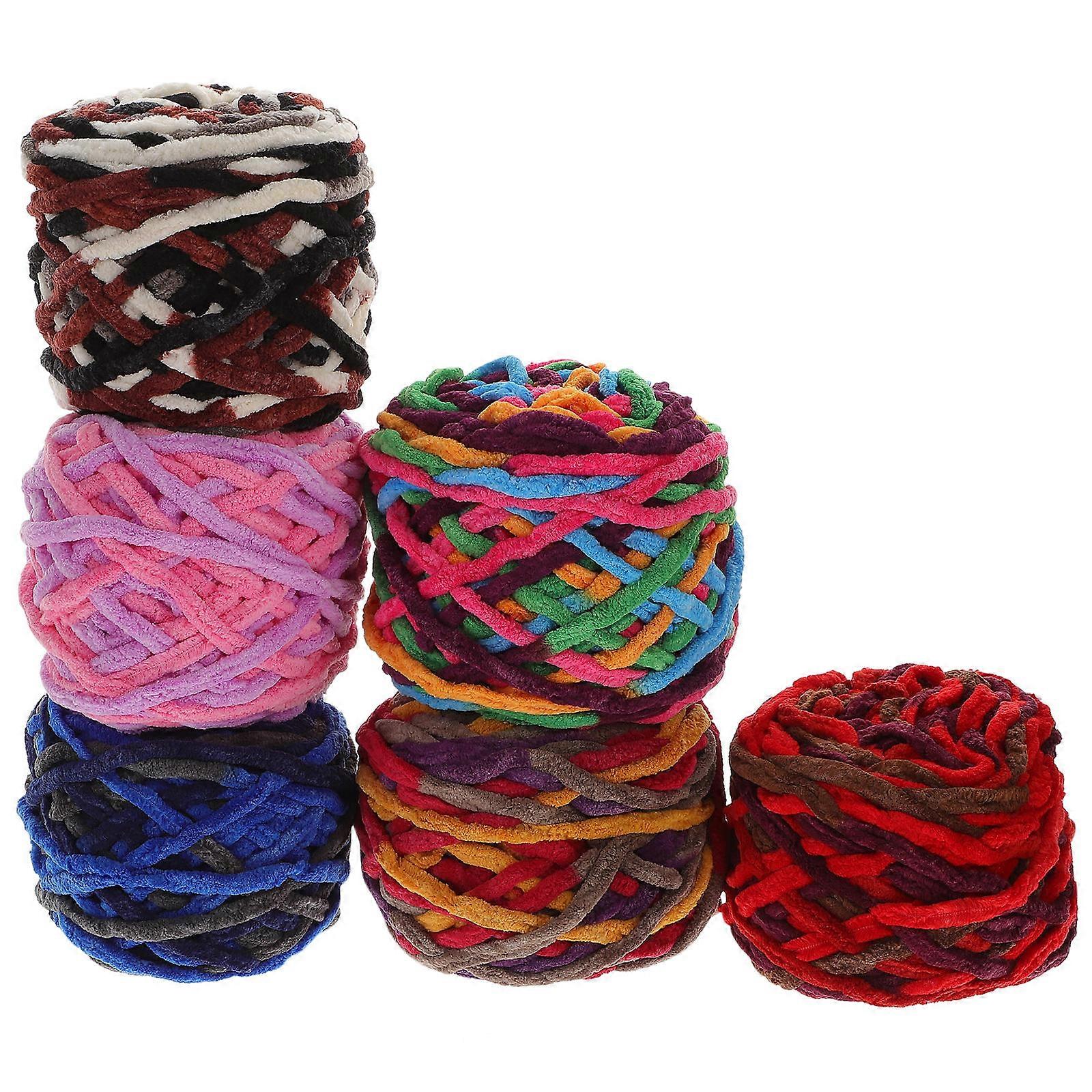 6 Rolls Chunky Knitting Yarn for DIY Use Assorted Color Premium Acrylic Fiber Thick Yarn