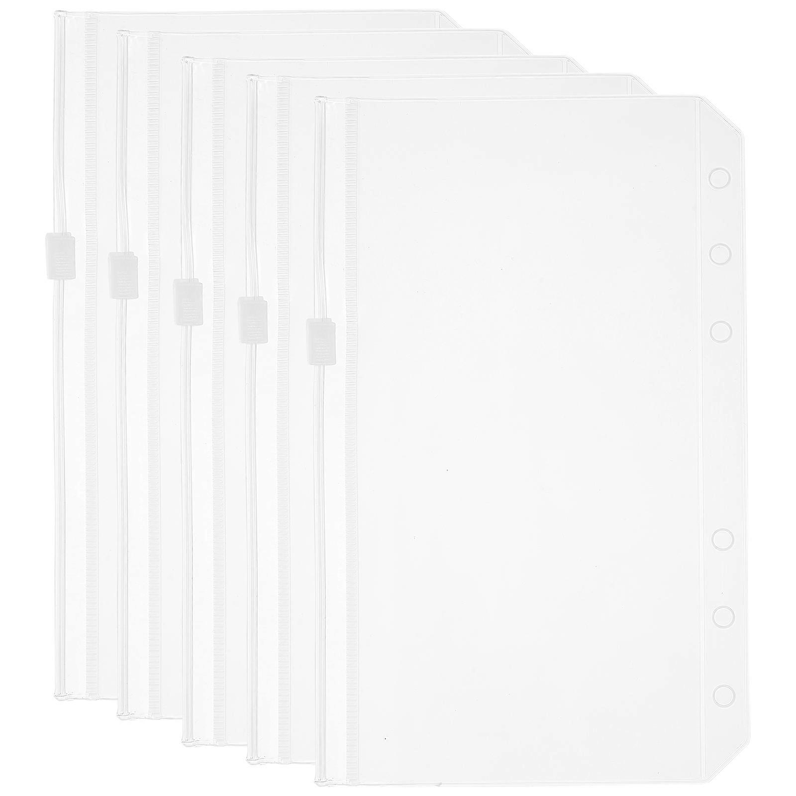 5pcs Zipper Binder Pockets for Document Organization – Transparent File Pouches for Home, Office, School, and Travel Use