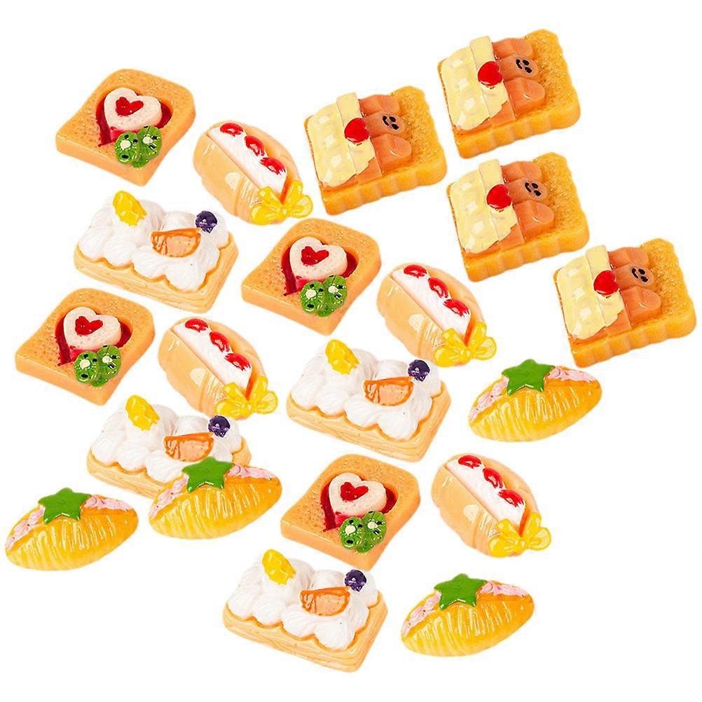 Assorted Color Resin Fake Bread Charms for Decor Lightweight Compact DIY Craft 20pcs