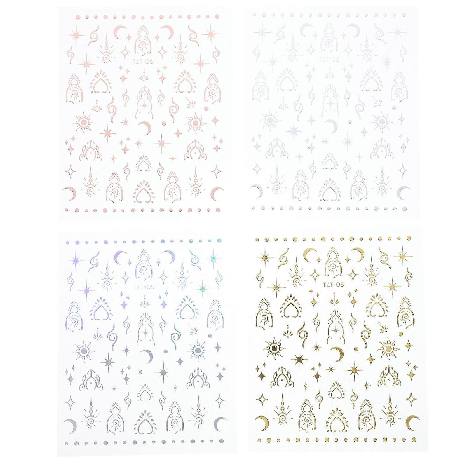8 Sheets Sun And Moon Nail Art Decals For Women Featuring Retro Style In Assorted Color For Costume Party And DIY Projects