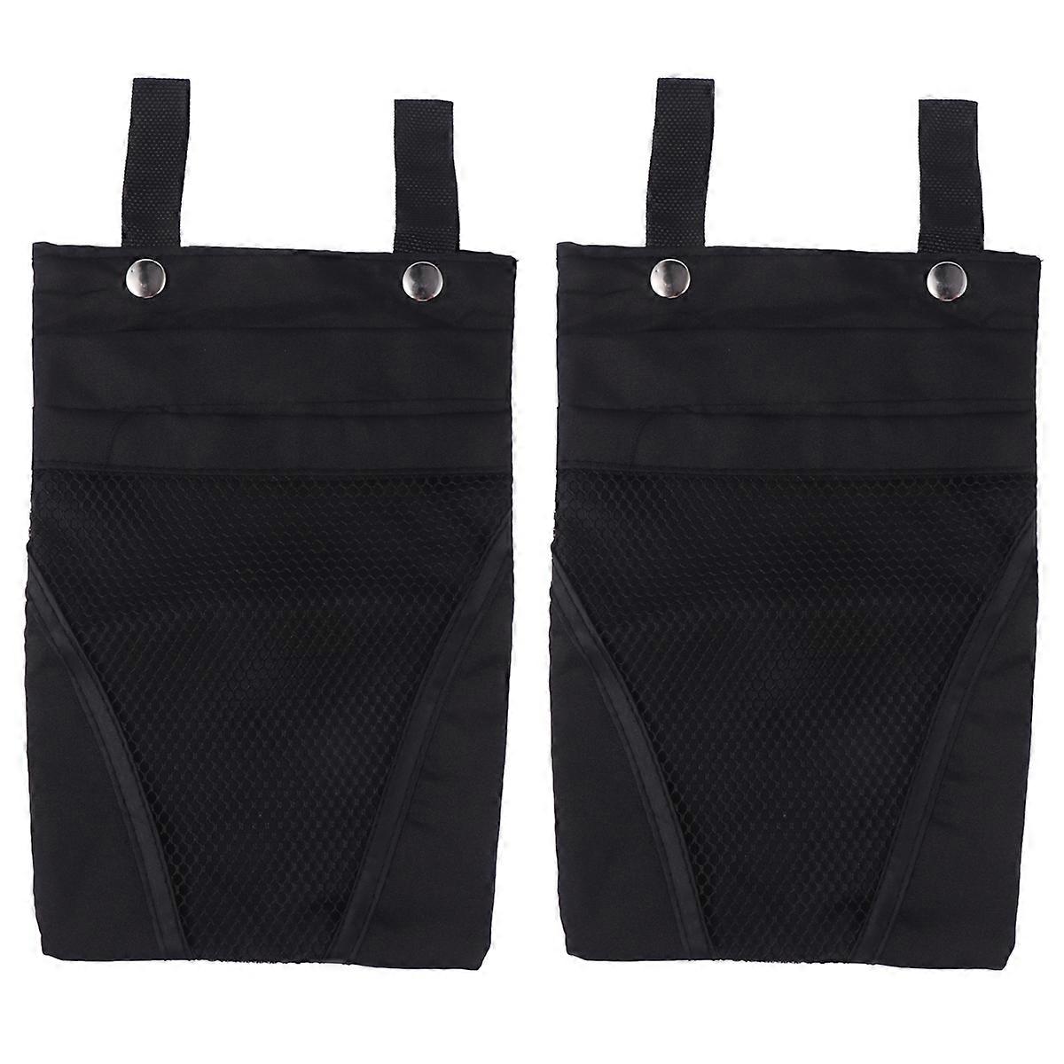 2pcs Hanging Front Basket Pouch Electromobile Bike Storage Container (Black)