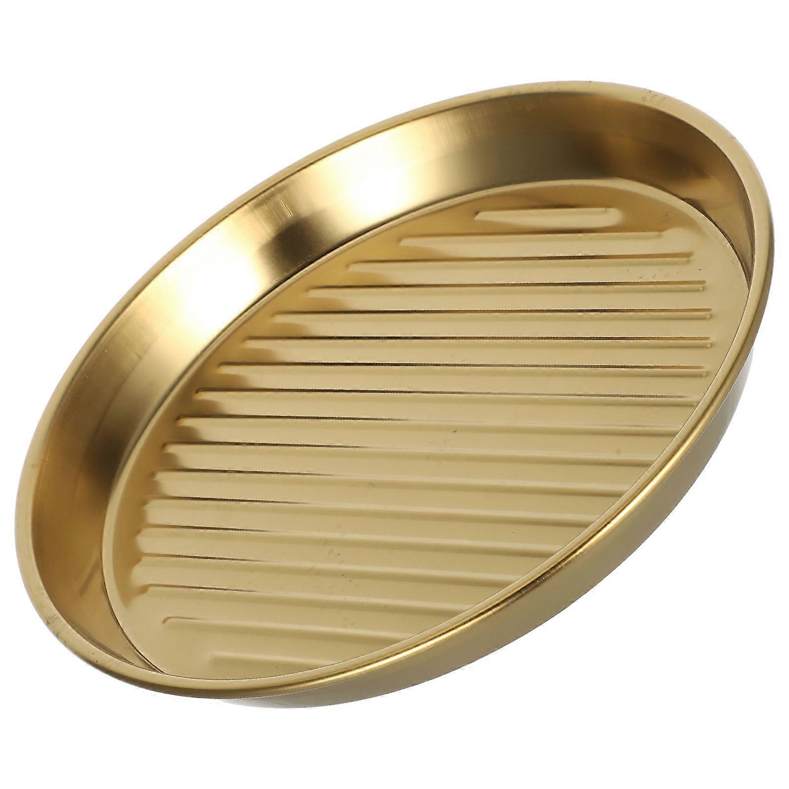 Golden Stainless Steel Barbecue Plate for Home Use Stylish Design Easy to Clean Suitable for Outdoor Gatherings 20cm