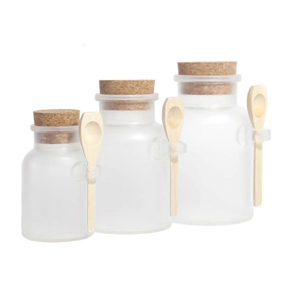 Round Frosted Plastic Storage Bottle 3 Pcs 300g For Spices Container And Cosmetic DIY White