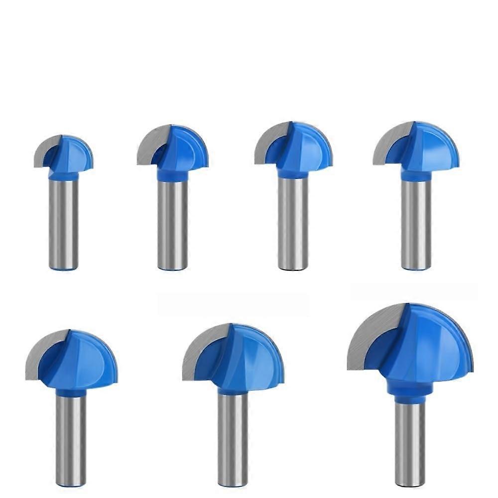 7-Piece 12.7 mm Shank Round-Nose Router Bit Set With Two Flutes for Woodworking, Cove Box Bit, Keyhole Application