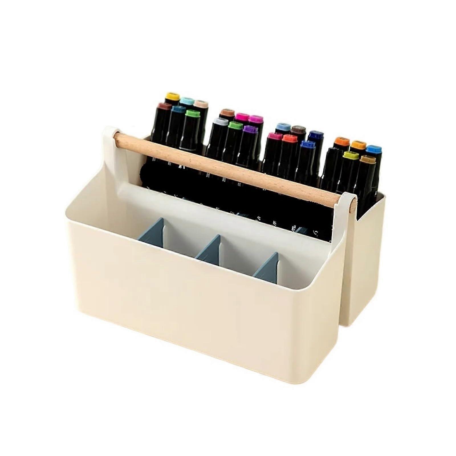 Pen Holder, Large Capacity Portable Desk Organizer, Cute Blue Storage Container for Markers and Stationery