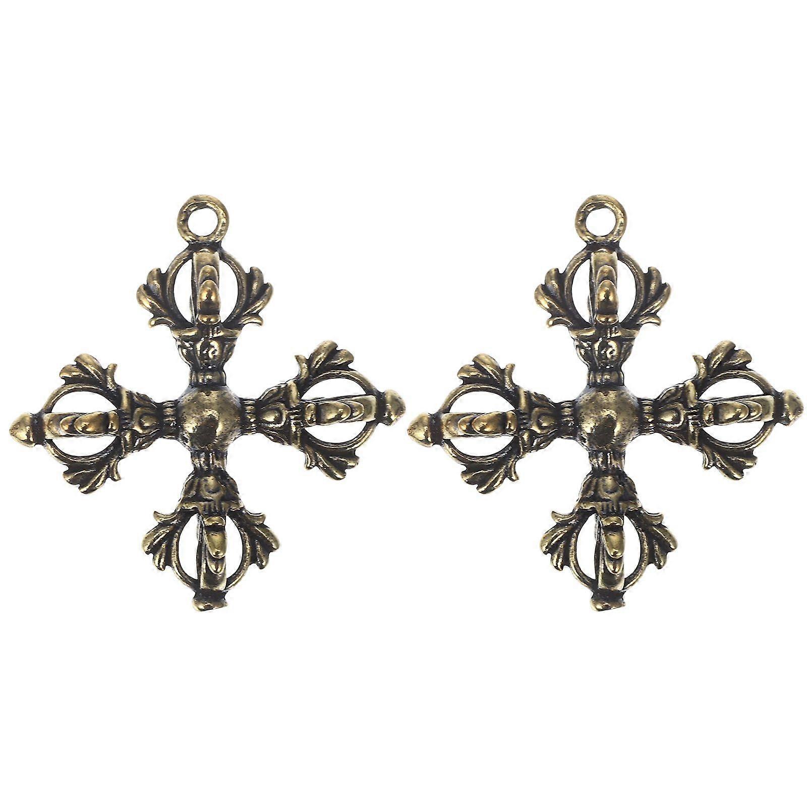 2pcs Bouddhisme en laiton Pestle Keychain Pendentif Vintage Laiton Porte-clés Sac Charm
