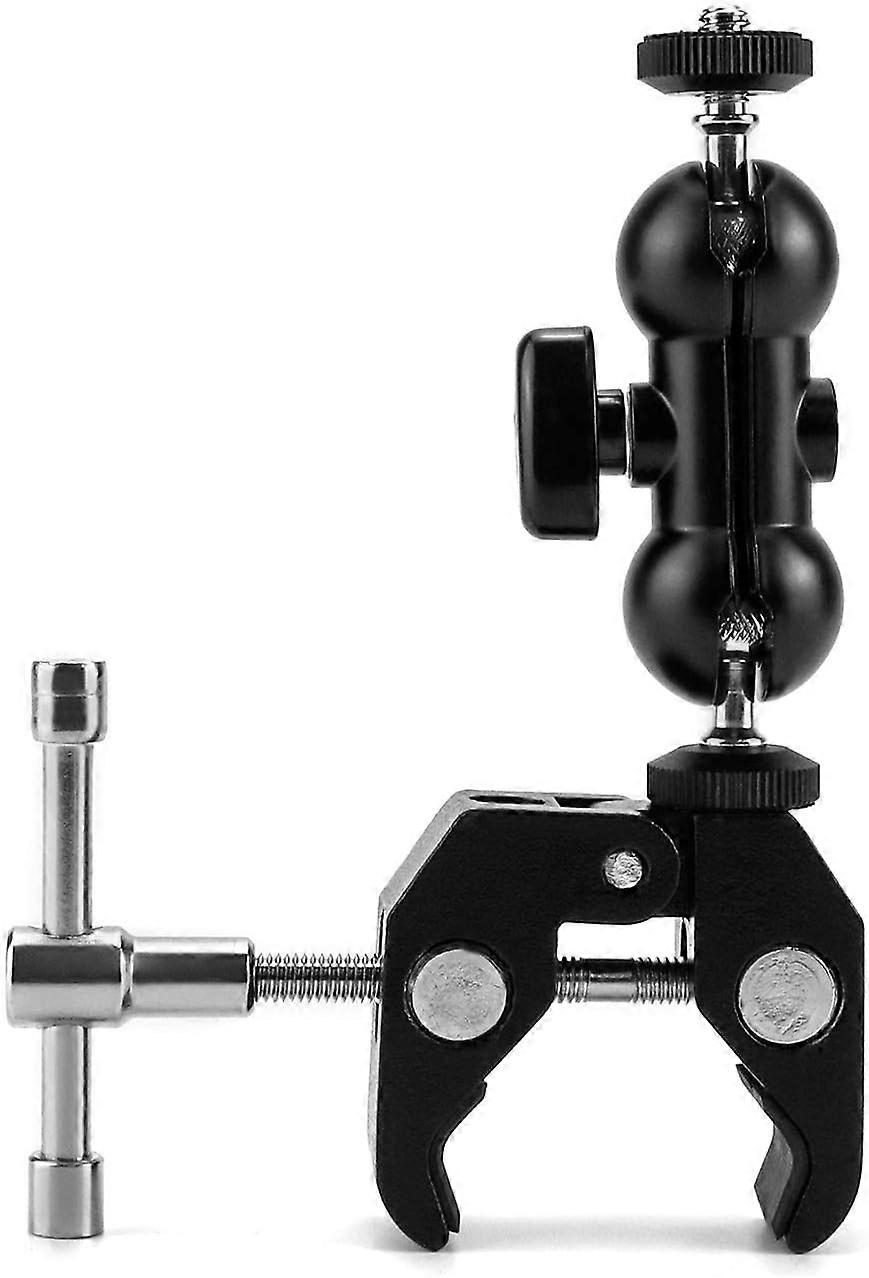 Camera mounting clamp, super clamp double ball adapter, with 1/4 and 3/8 threads, suitable for camera brackets, etc.