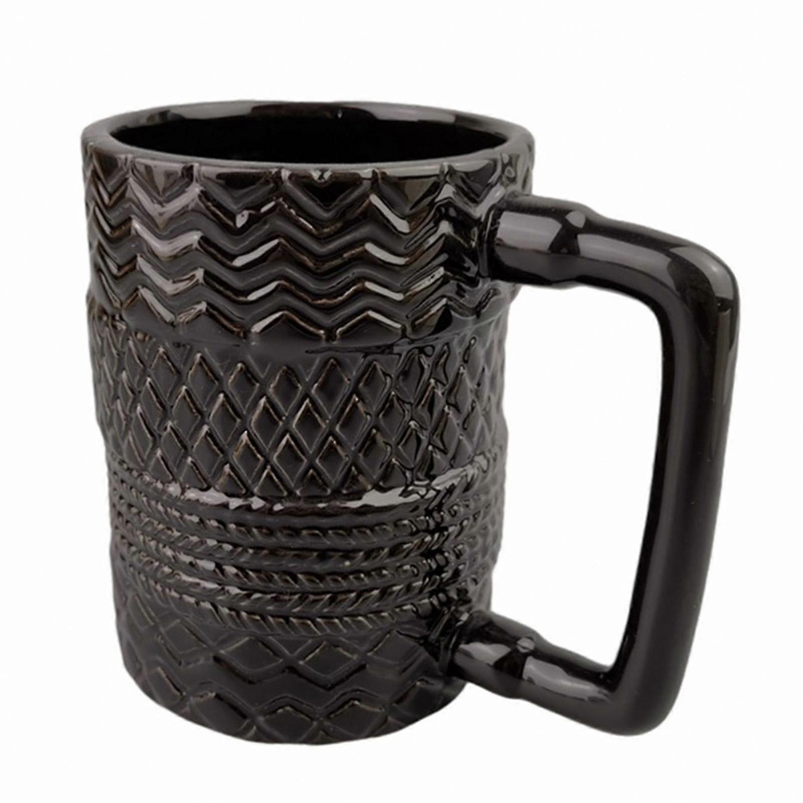 380ml Stackable Tire Pattern Nordic Style Ceramic Coffee Mug for Home Kitchen