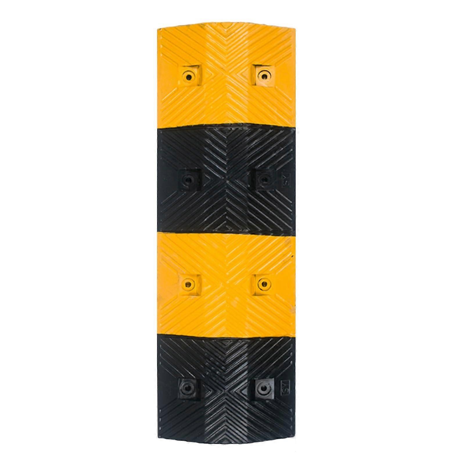 Speed bumps, rubber herringbone pattern for speed limits, suitable for roads and garages, 100 x 35 x 4.8 cm, color yellow and black.