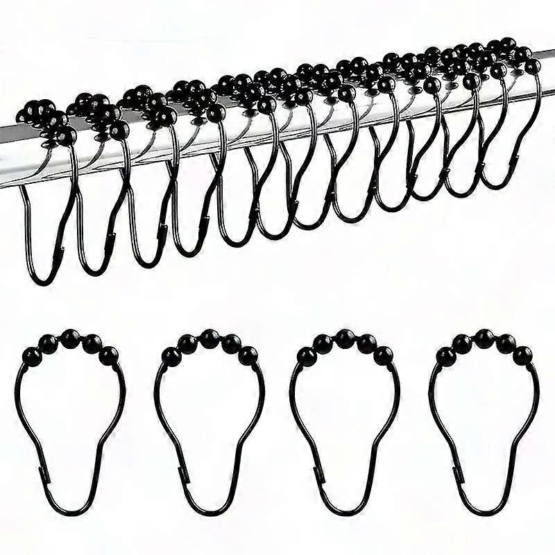 Black Steel Shower Rings (12 Pack)