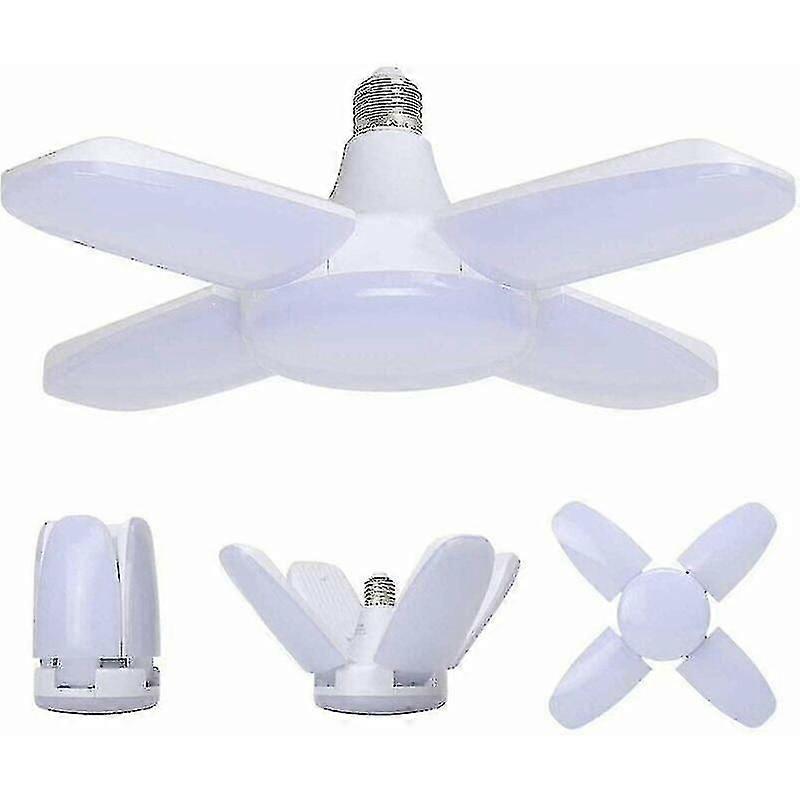 LED Garage Light 60W, E27 6000 Lumens, 4-Panel Adjustable Deformable Ceiling Light, Super Bright Workshop & Warehouse Lighting