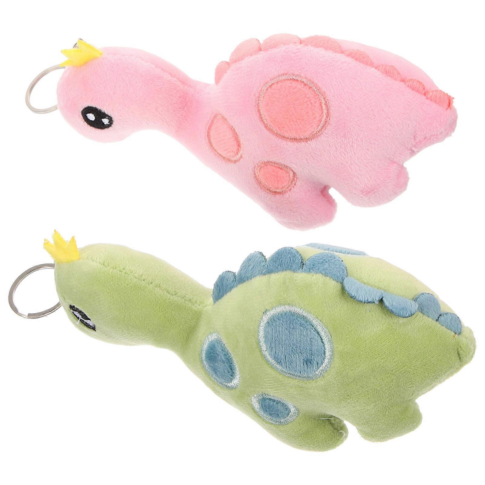 Stuffed Animal Keychain Plush Dinosaur Bag Charm for Children Assorted Color 2Pcs