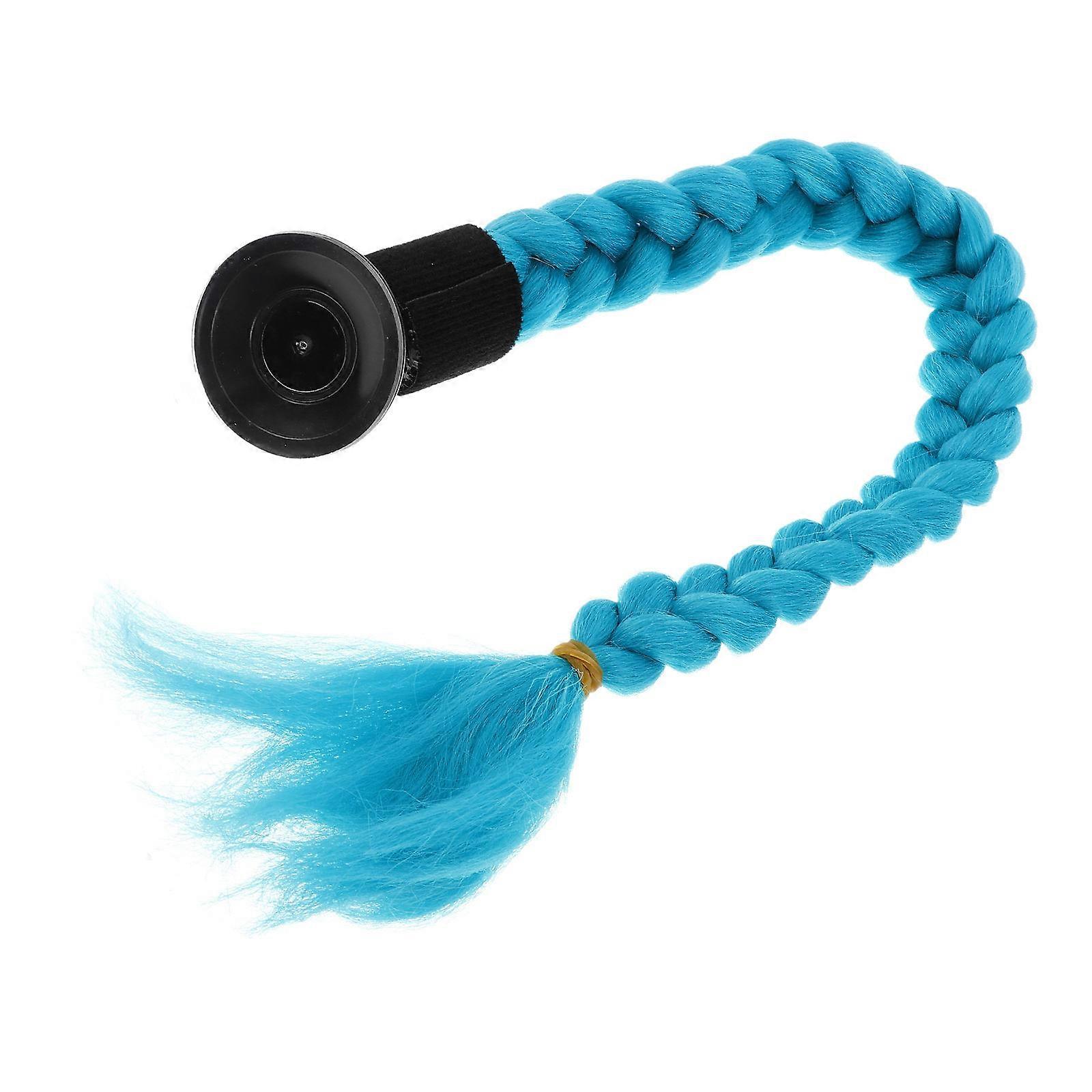 High Temperature Resistant Motorcycle Braid with Suction Cup , Unisex Stylish Hair Accessory for Men and Women Riders, Blue Ponytail Decoration