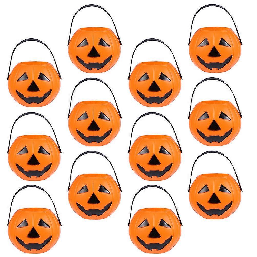 Orange Pumpkin Buckets Plastic Containers for Halloween Storage 25Pcs