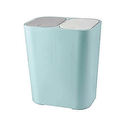 Outdoor Recycle Bin Dual Compartment Plastic PushButton 12Liter Rectangular Keeps Waste Sorted White Blue