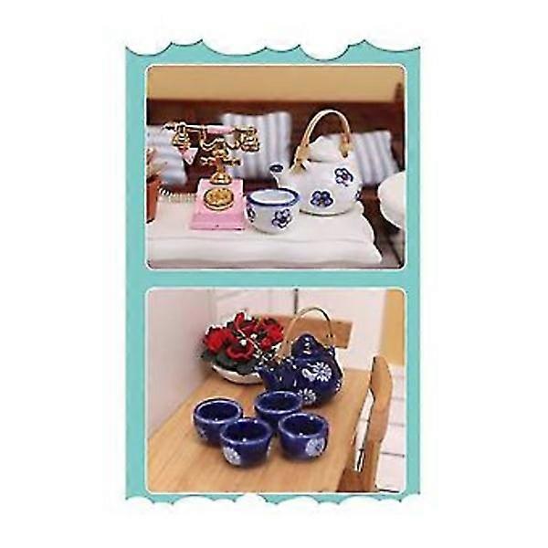 1:12 Tea Set/6pcs Ceramic Tableware Teapot Kit Accessories