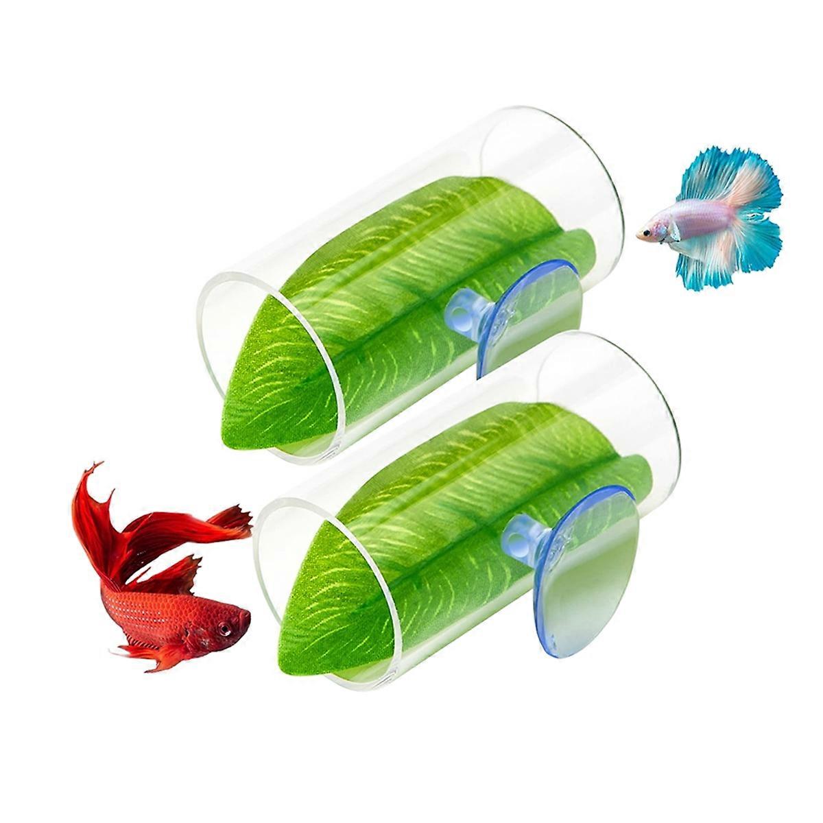 2 Pack Fish Acrylic Tube Tunnel,BettaFish Leaf Pad