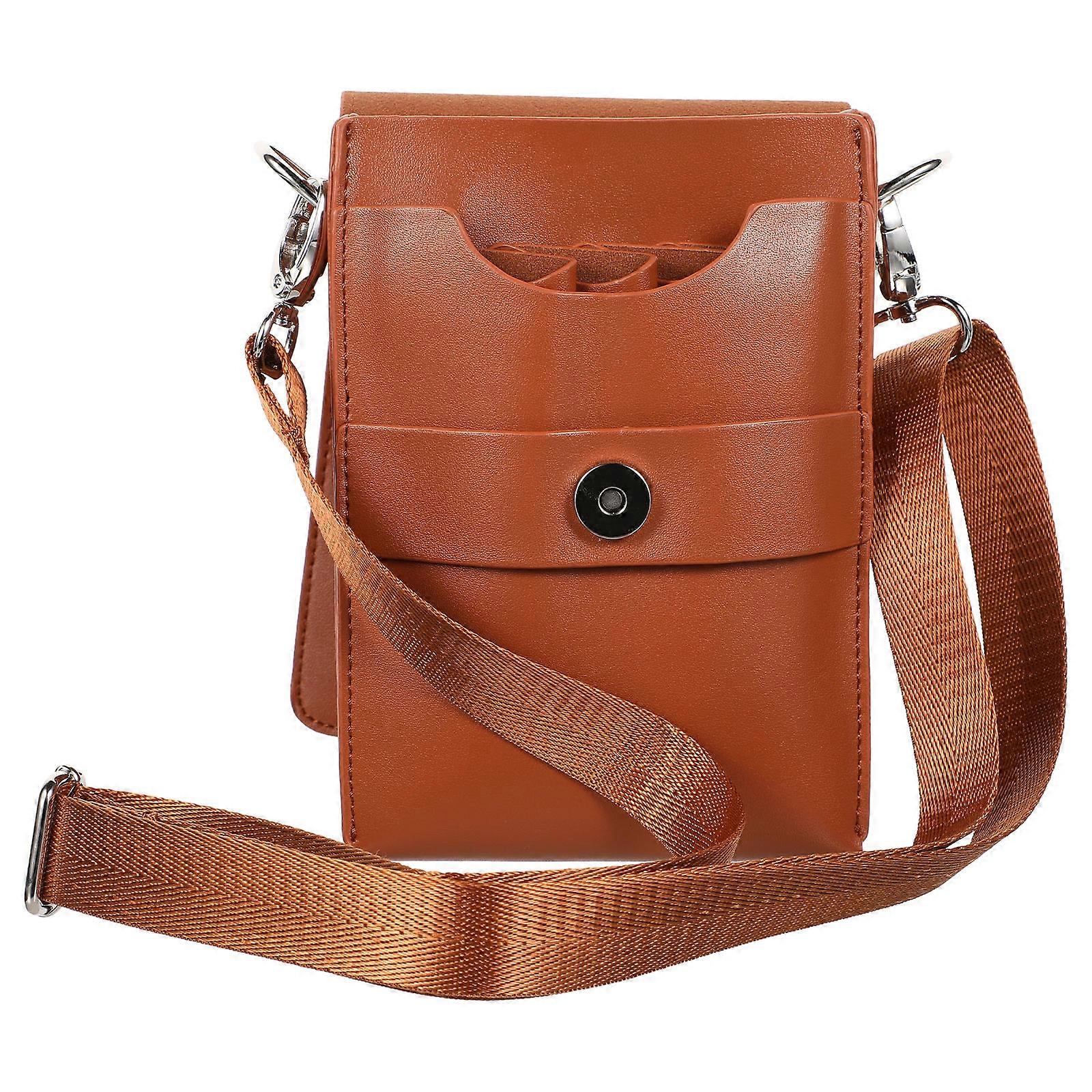 Hairdressers Storage Pouch Brown Salon Scissors Bag For Outdoor Work 21x13cm Big Capacity 1Pack