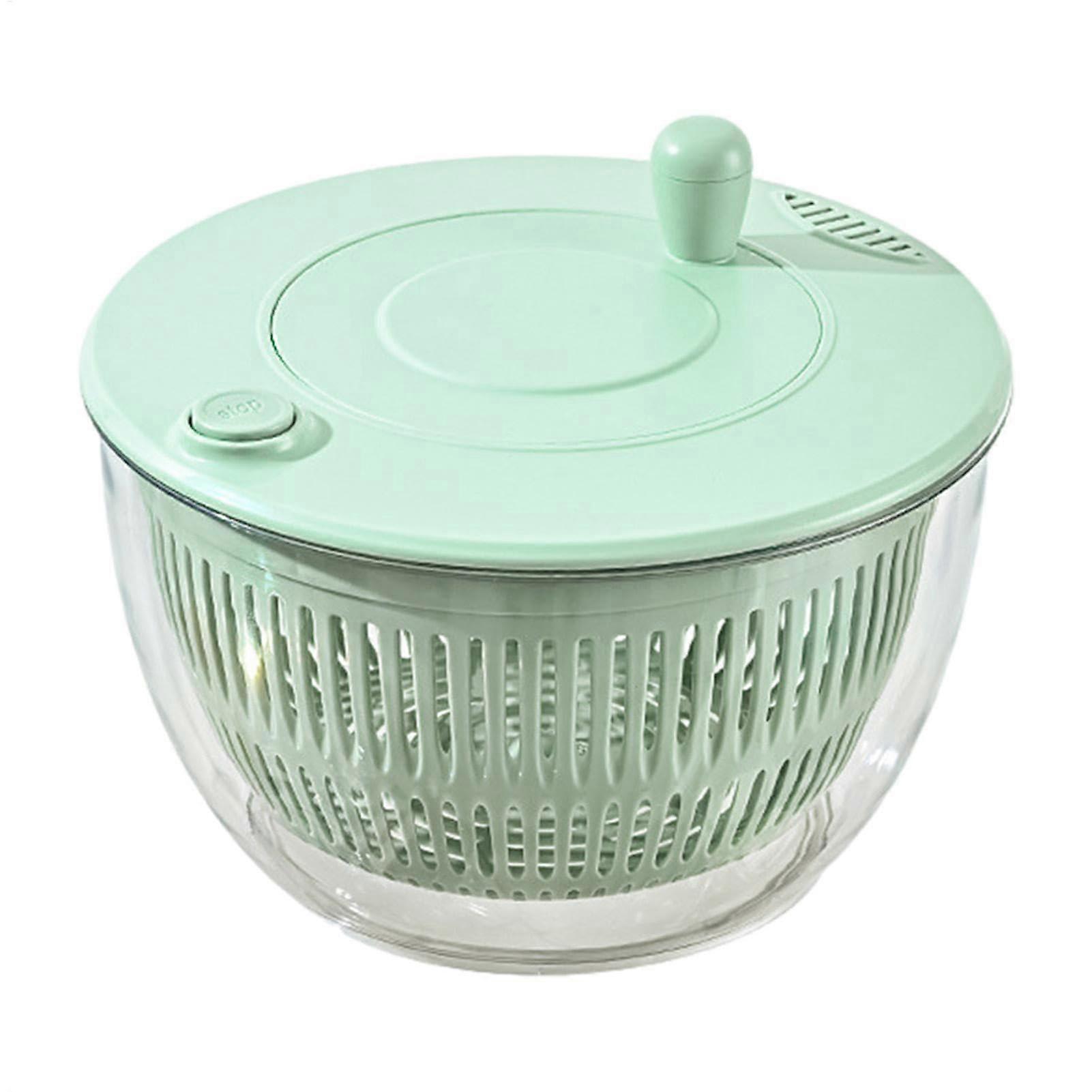 Salad Spinner Vegetable Dryer with Grater and Slicer, Pump Handle, Clear Bowl for Fresh Crisp Salad