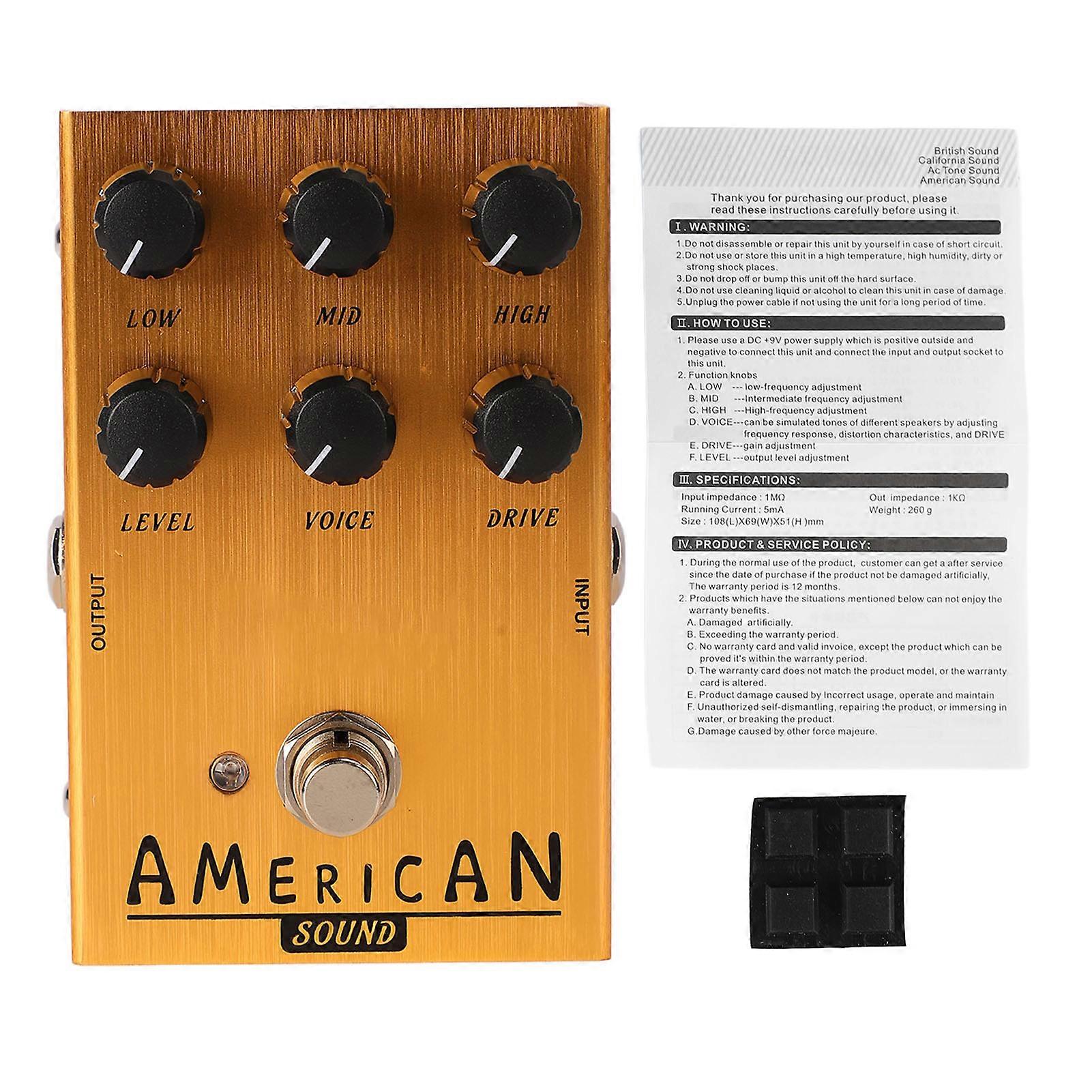 AN 34 Gold Electric Guitar Effects Pedal Simulating Distortion and Overdrive Effects