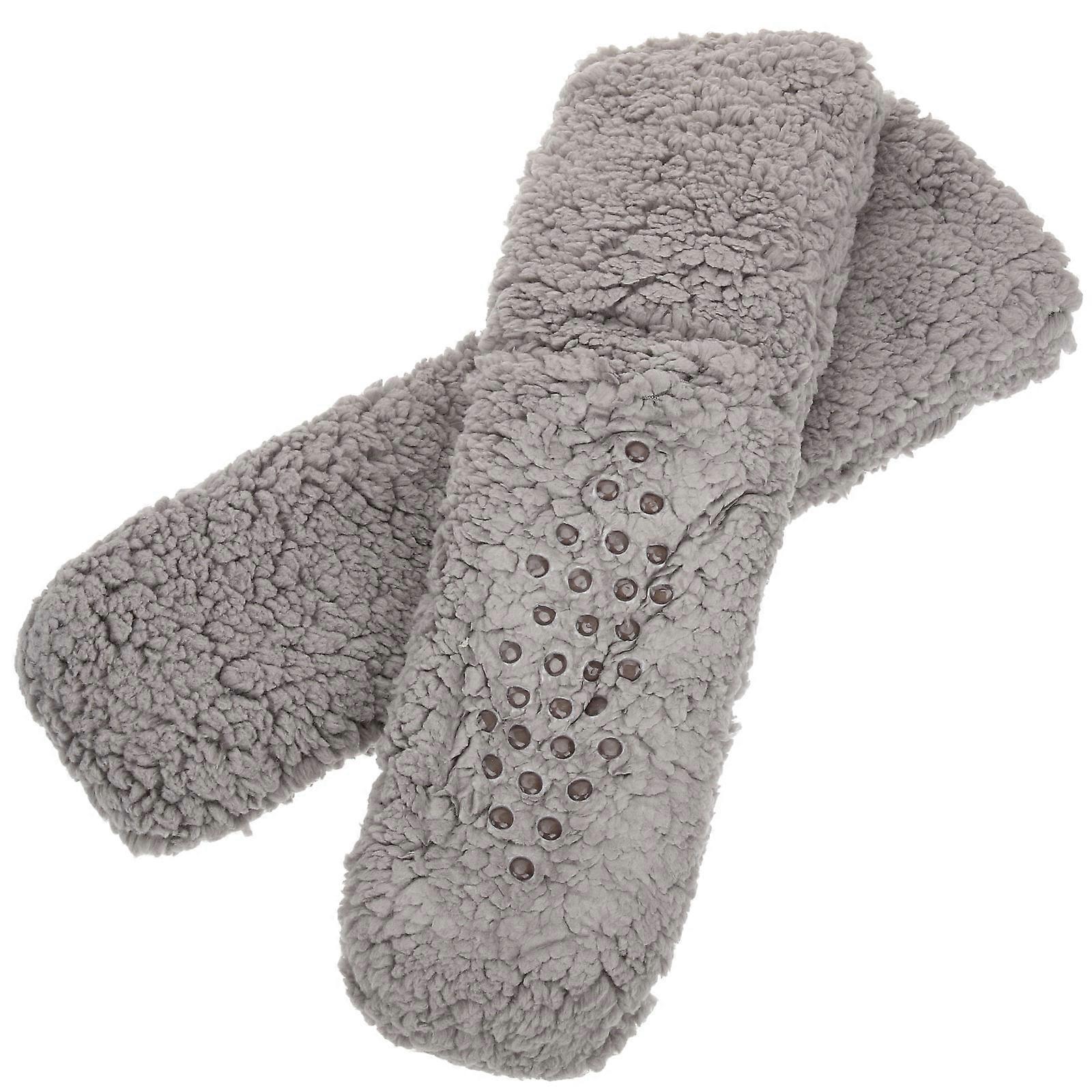 Winter Socks Warm Plush Slipper Sock for Sleeping 1Pair Grey