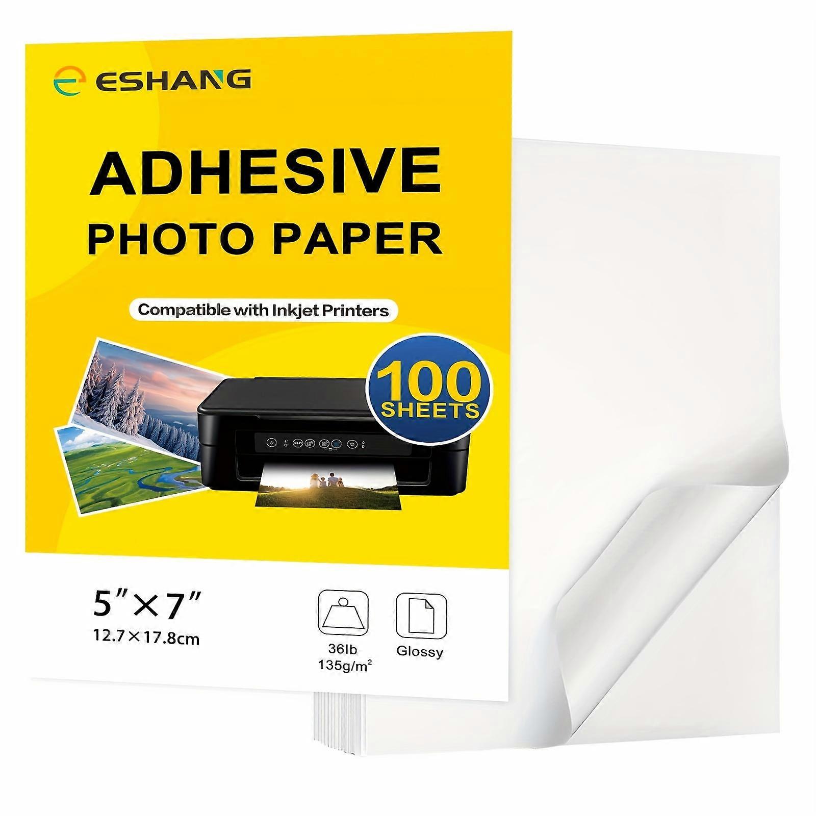 100 Sheets Printable Glossy Sticker Photo Paper 5x7 Inches Adhesive Photo Paper Label for Scrapbooking 135G