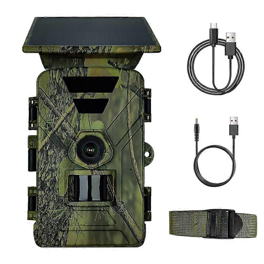 Solar Trail Camera 8K 60MP WiFi Wildlife Camera IP66 Waterproof Outdoor Night Vision Game Camera(Green)