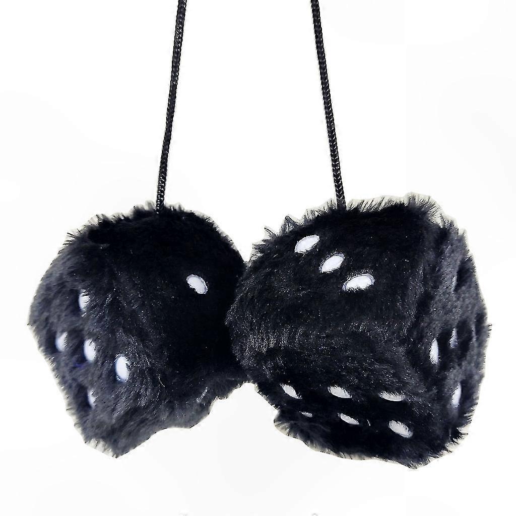 Fuzzy Plush Square Dice Pendant for Car Interior Decoration Ornament Hanging Accessory