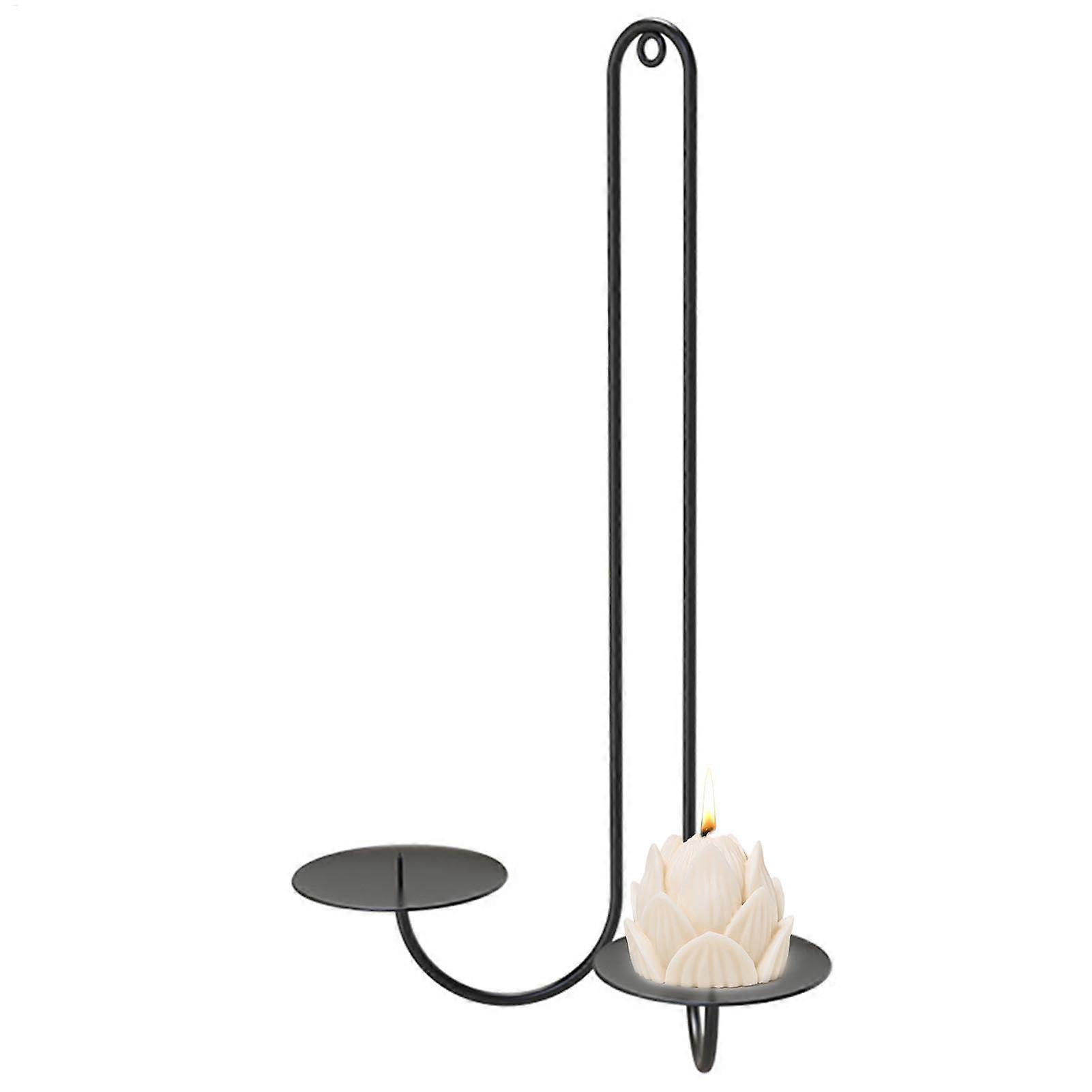 Wall Sconce Candle Holder Double Arm Iron Candlestick Black Wall Mount Wall Hanging