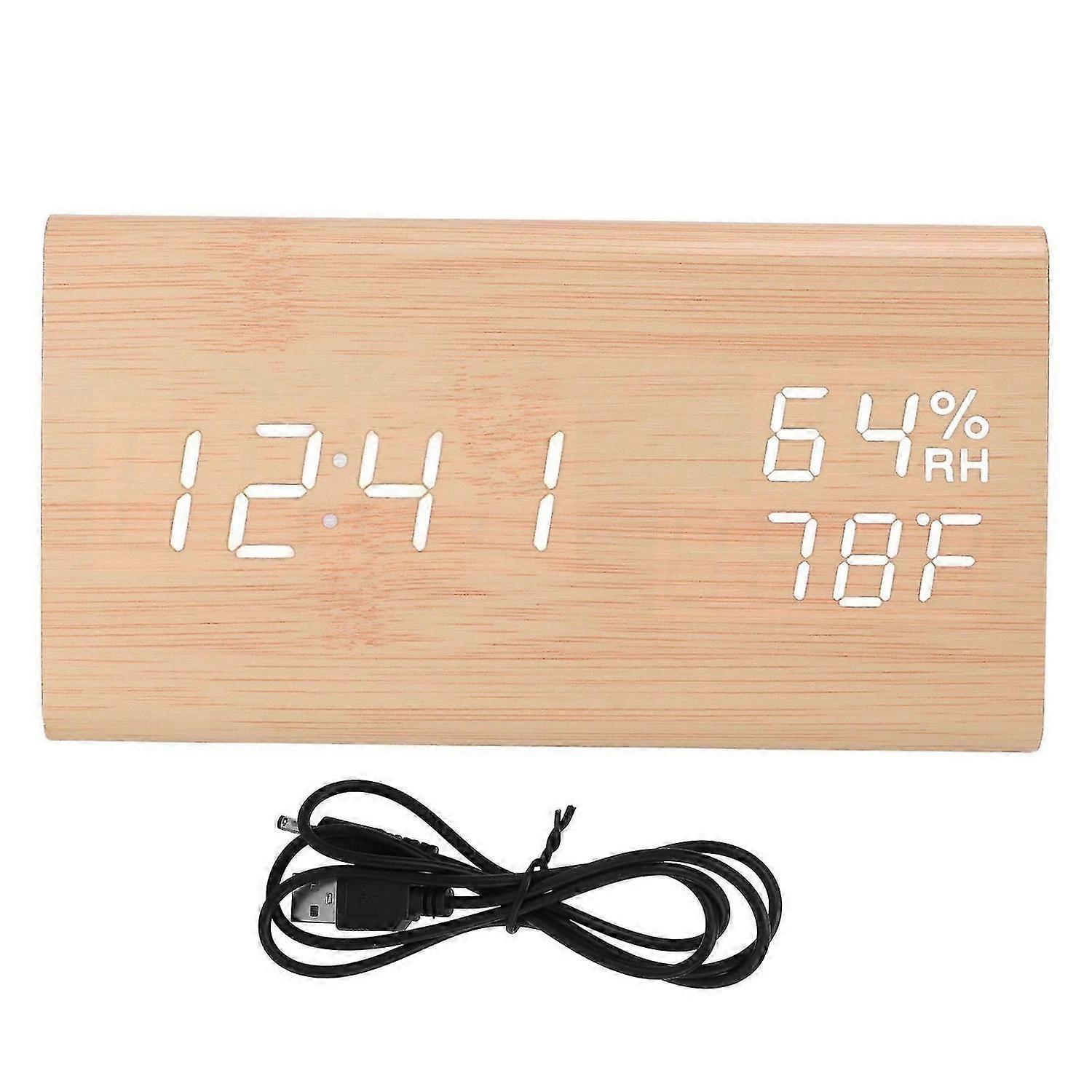 2025 Latest Model Triangular Digital Wooden Clock Time Date Temperature