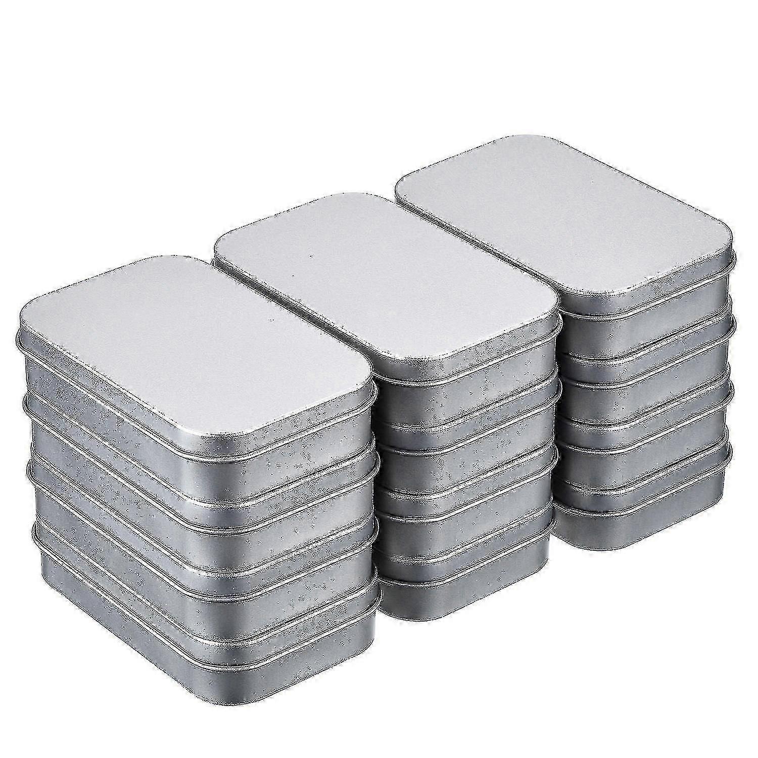 12-pack 4.5 X 3.4 X 0.85 Inch Silver Metal Rectangular Empty Hinged Jar Box Container Portable
