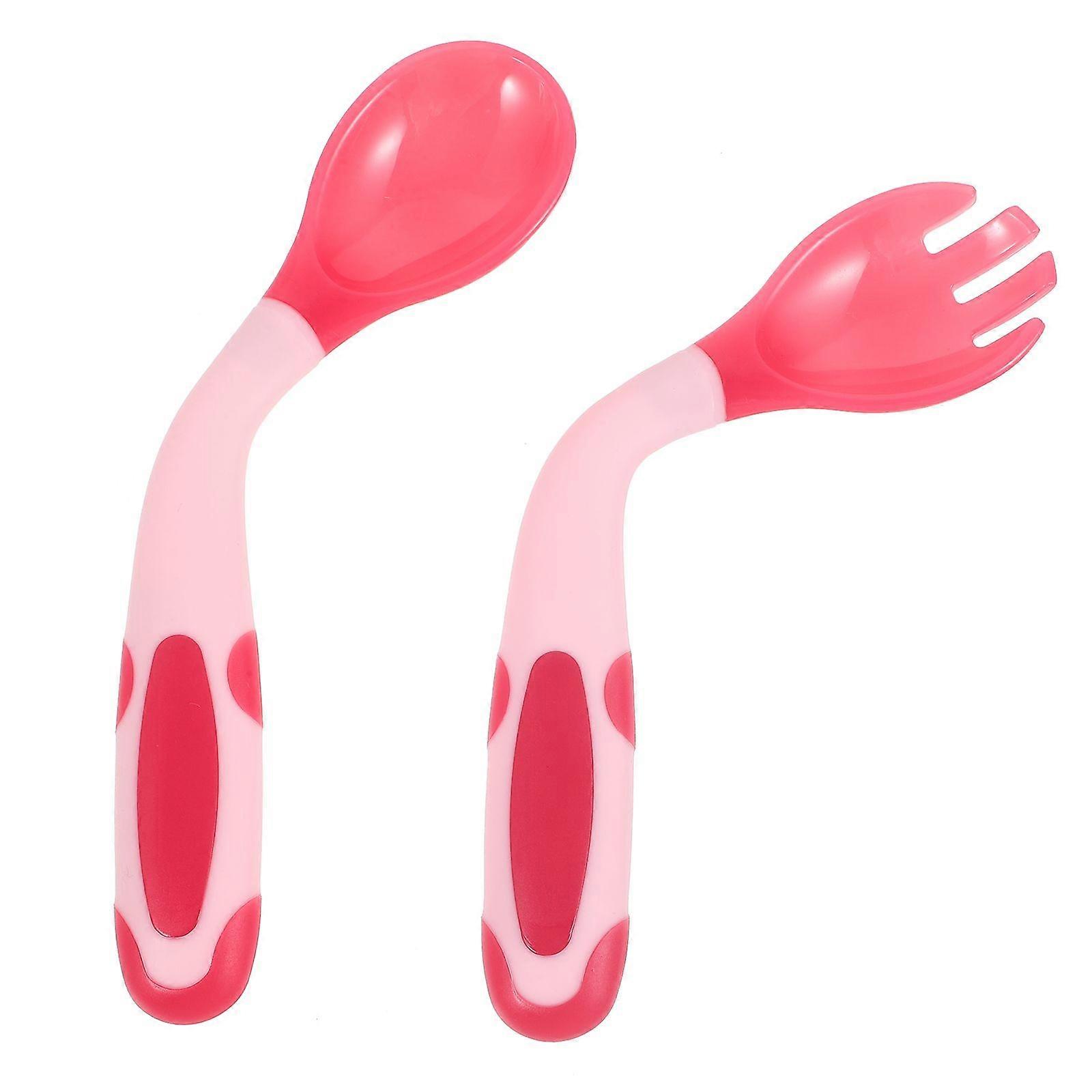 1 Set Toddler Flatware Temperature Sensing Spoon Fork Training Spoon Bendable Fork Baby Cutlery