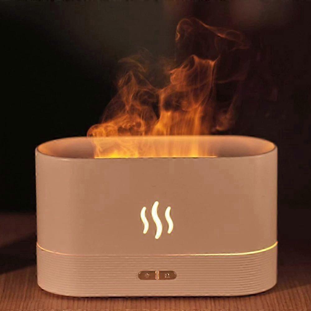 Aroma diffuser for essential oils, aroma diffuser with flame effect, humidifier with 2 brightness night lights, waterless automatic switch-off, USB 20