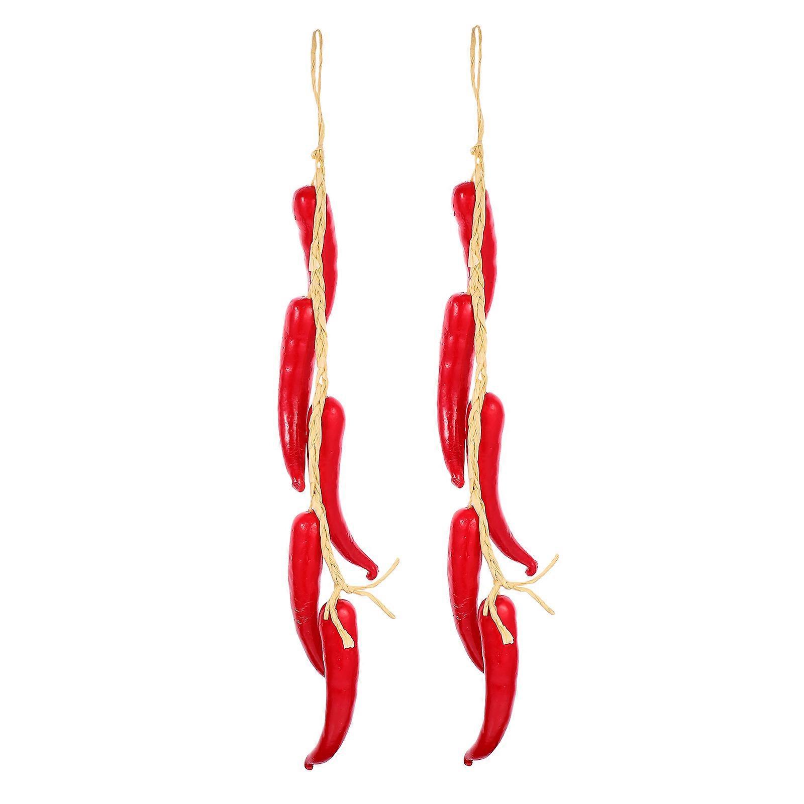 Simulation Pepper Decor Artificial Pepper Hanging Decor for Decoration 2Pcs