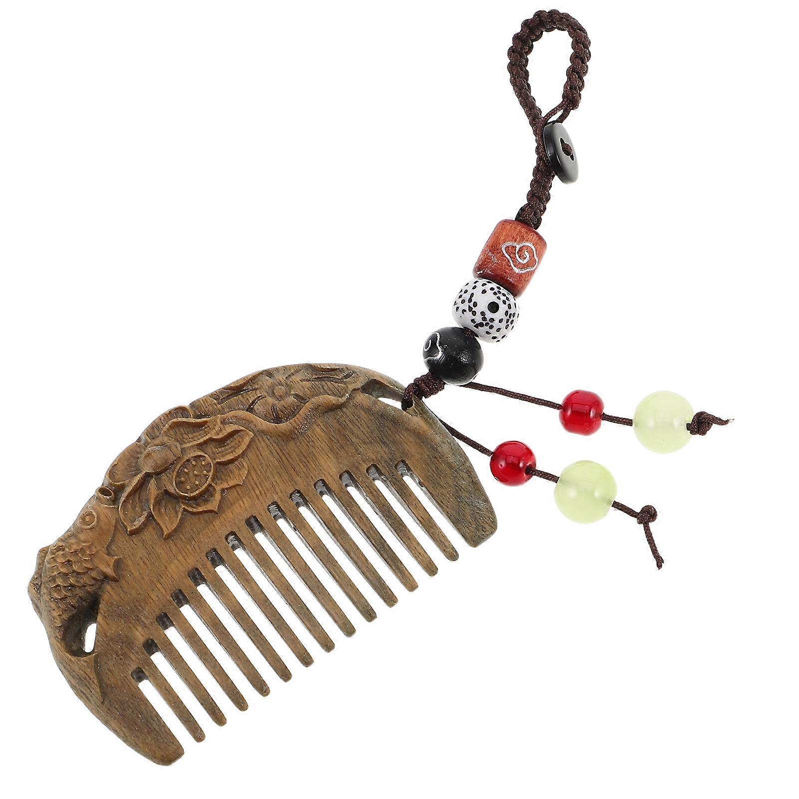 Vintage Sandalwood Hair Comb for Travel 5Pcs Portable Mini Combs with Carved Design