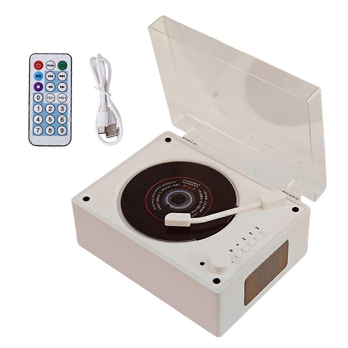 Bluetooth 5.1 CD Speaker with Tray-Loaded Player Wood Grain White