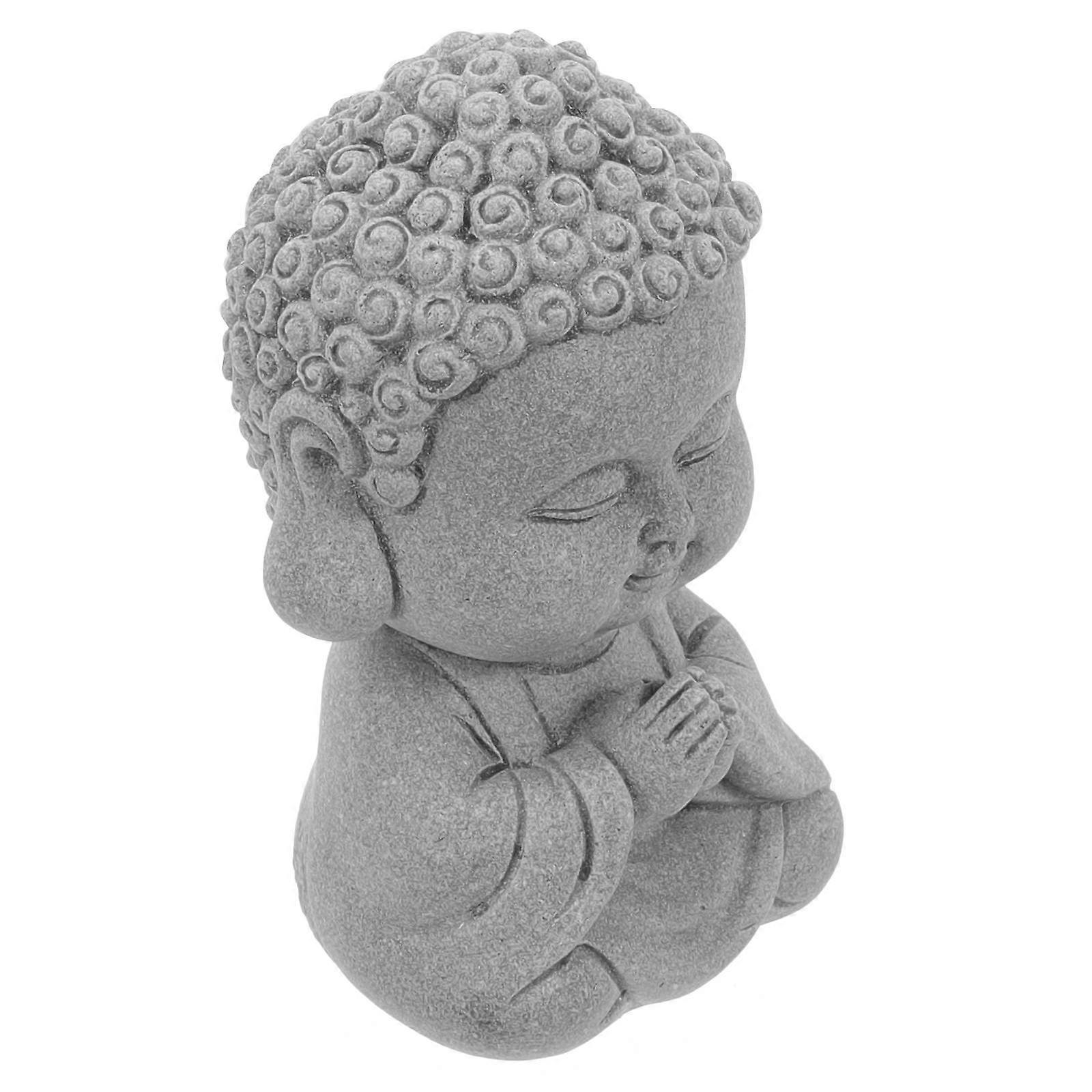Grey Buddha Statue for Zen Decoration Featuring 3Pcs Sandstone Figurines