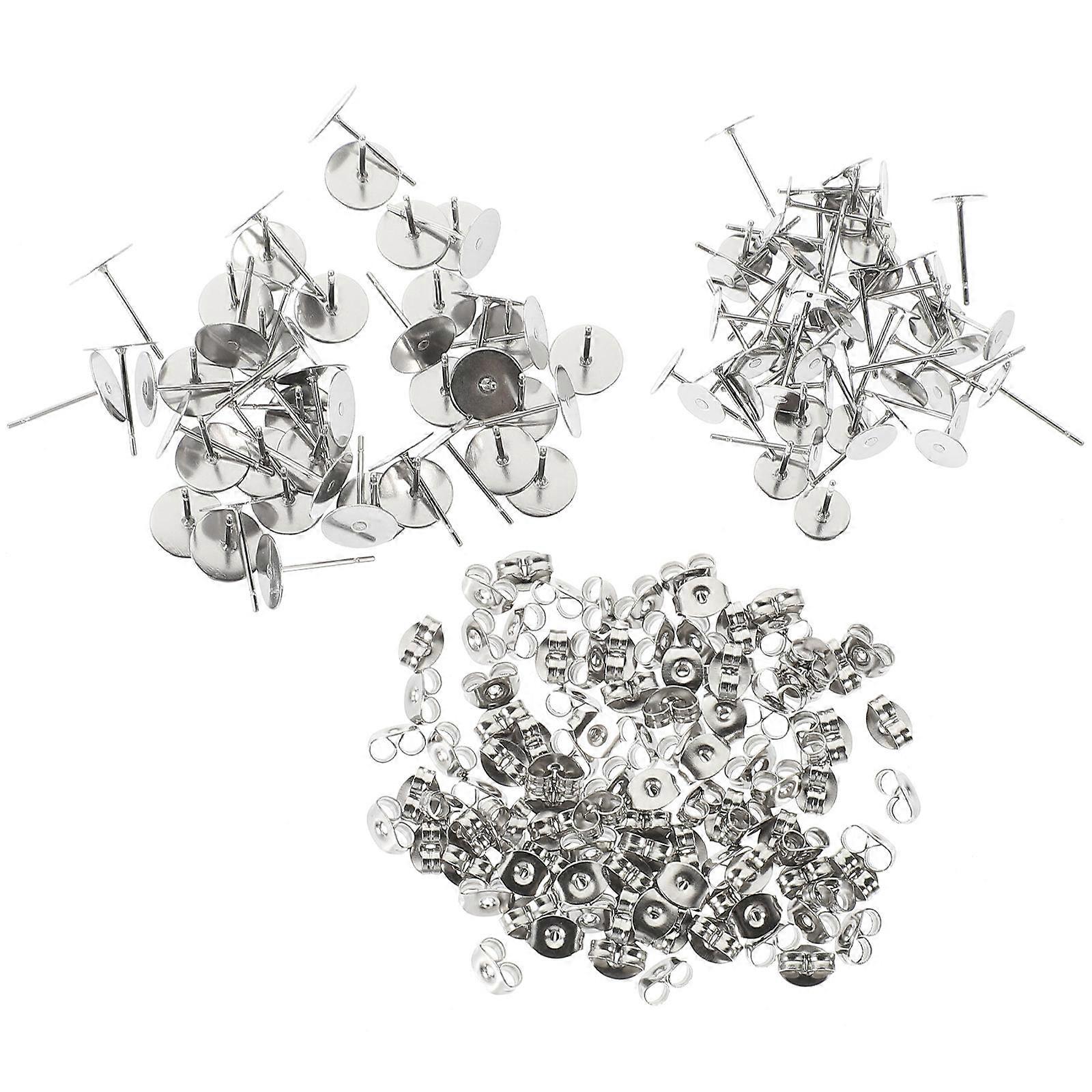 Silver DIY Earring Plug Kit for Earring Making Materials 5Pcs 2 Bags