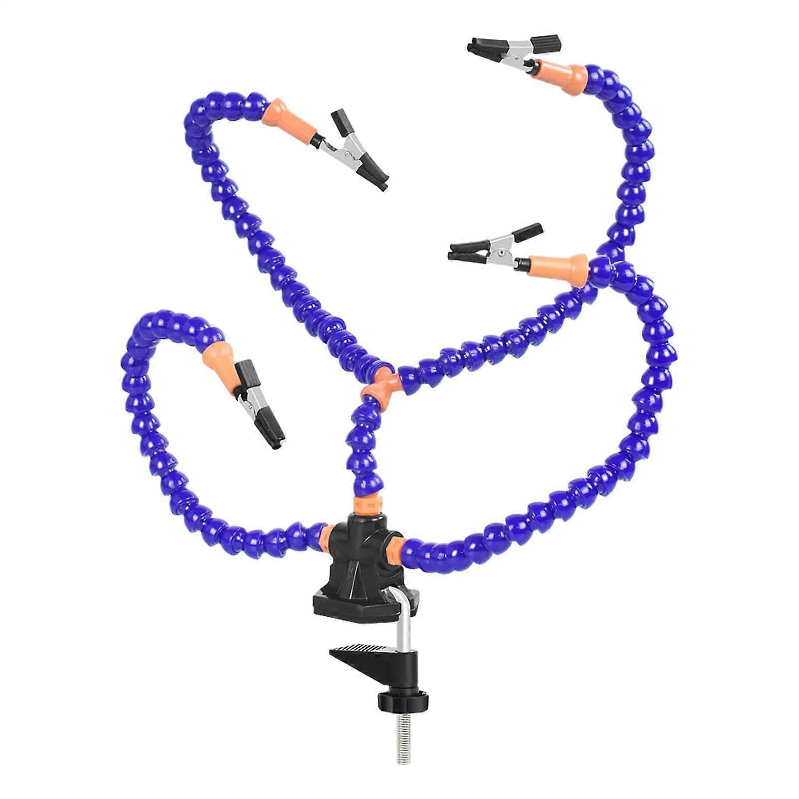 Third Hand Soldering Tool 360 Degree Rotating PCB Holder 4 Flexible Arm Adjustable Desk Clamps For Jewellery Crafts Blue